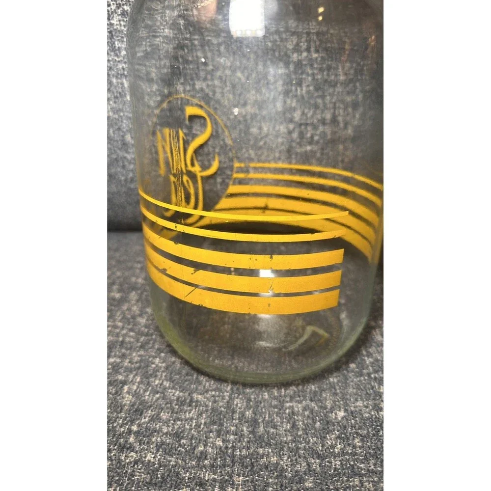 Vintage Sun Tea Glass Jar Orange Striped Flip Top Lid 1 Gallon Retro